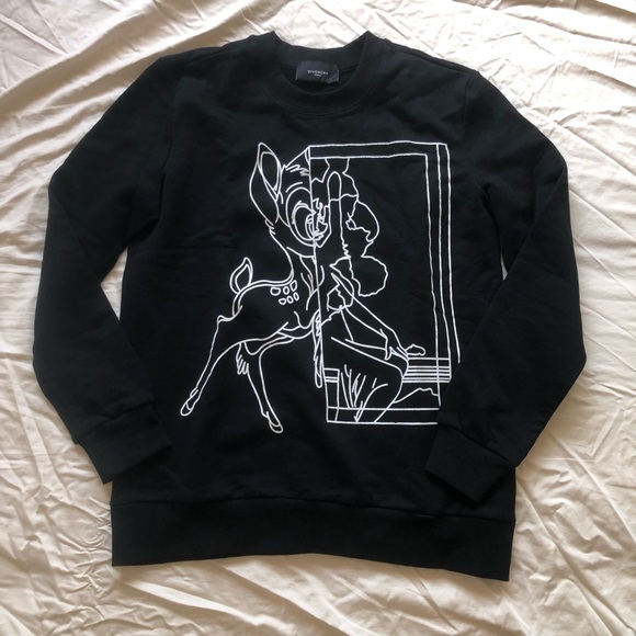 Givenchy Fashion Bambi Mirror Outline Pullover Sweatshirt Black and White Top - Picture 2 of 9